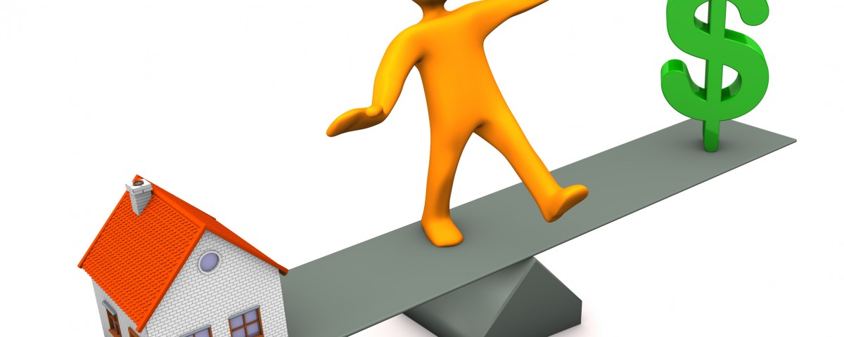 Orange cartoon character with house and green dollar symbol.